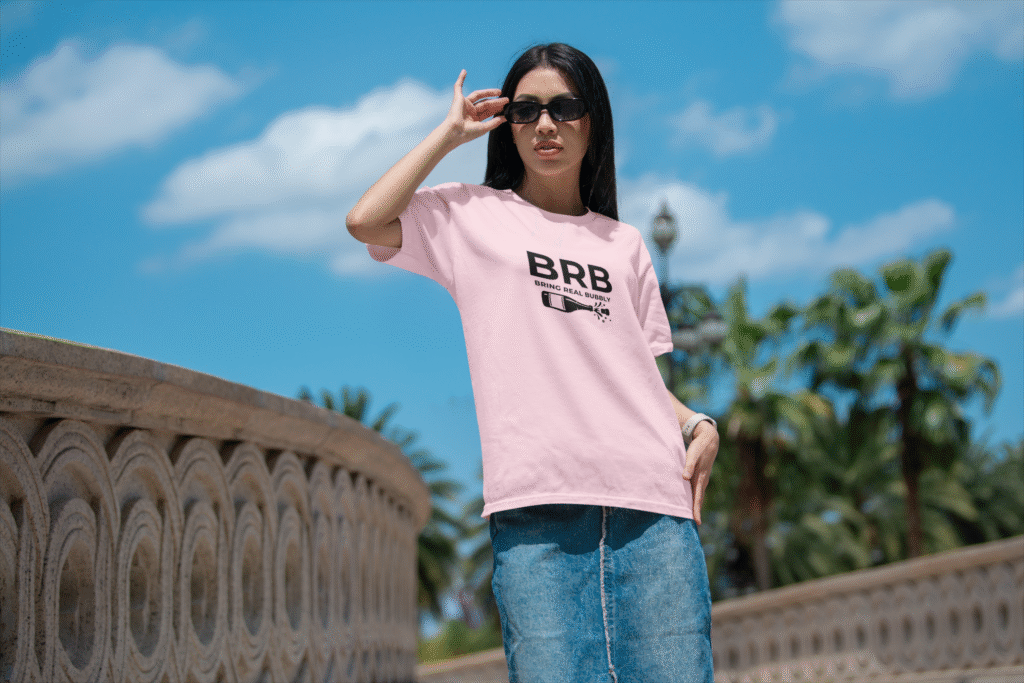 Bring Real Bubbly BRB acronym t-shirt (6) naiste šampanja t-särk