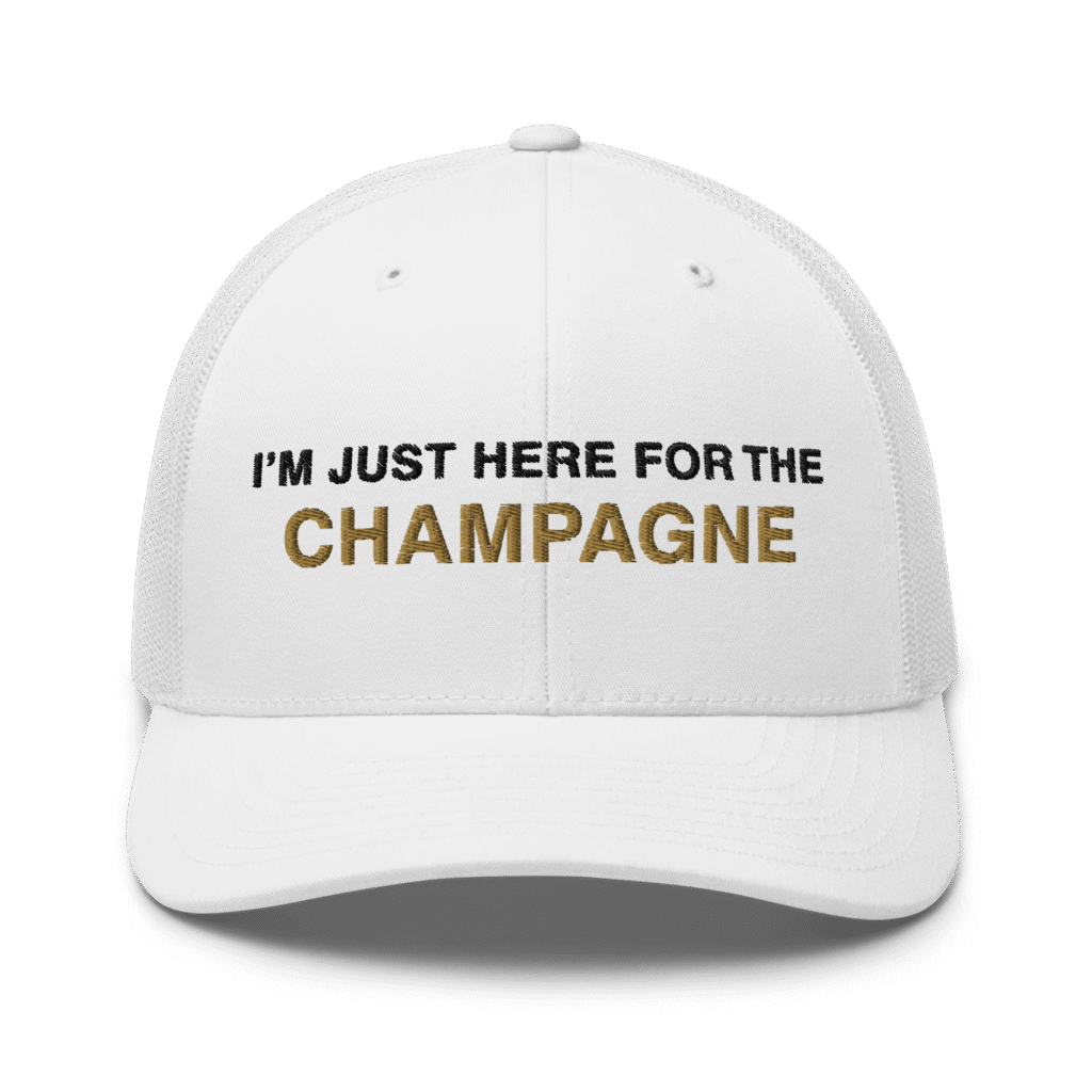 "I'm Just Here for the Champagne" võrguga vaimukas nokamüts šampanjasõbrale - Image 11