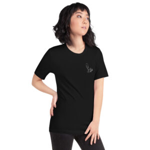 “I'm just here for the champagne” text on the back - statement t-shirt for true champagne lovers - Image 2