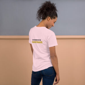 “I'm just here for the champagne” text on the back - statement t-shirt for true champagne lovers - Image 9