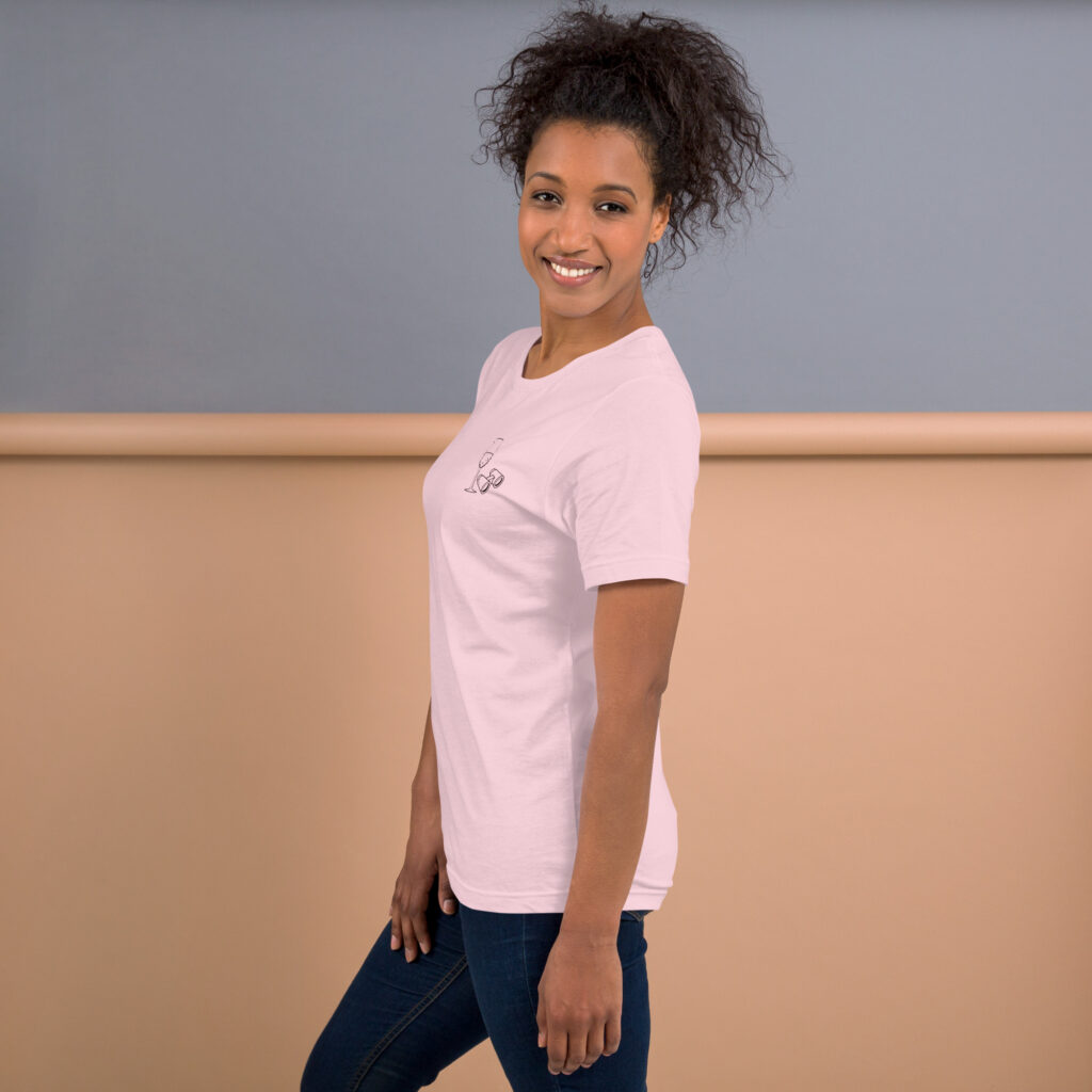 “I'm just here for the champagne” text on the back - statement t-shirt for true champagne lovers - Image 8